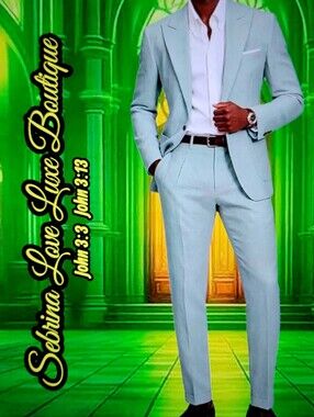Elegant Men's Light Mint Green Linen Blend Tailored Suit